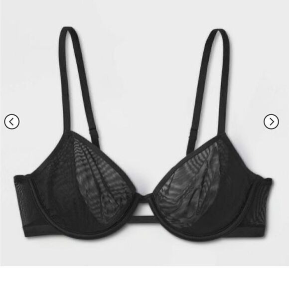 NWT Auden Sheer Mesh Unlined Demi Coverage Underwire Bra 34D Black - Picture 4 of 11